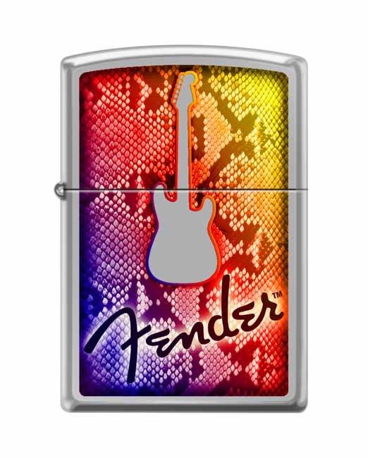 NEW Zippo Lighter: Fender Guitar Cutout - High Polish Chrome No Sales Tax - Click Image to Close